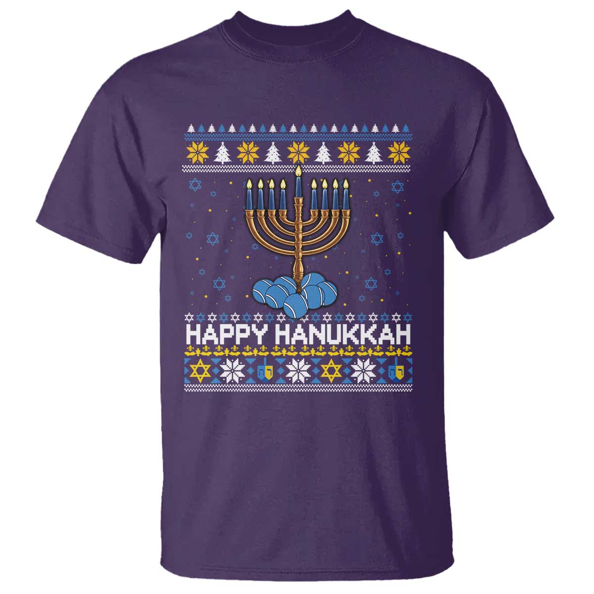 Funny Happy Hanukkah Ugly Sweater Tennis Lover Gift T Shirt - Wonder Print Shop