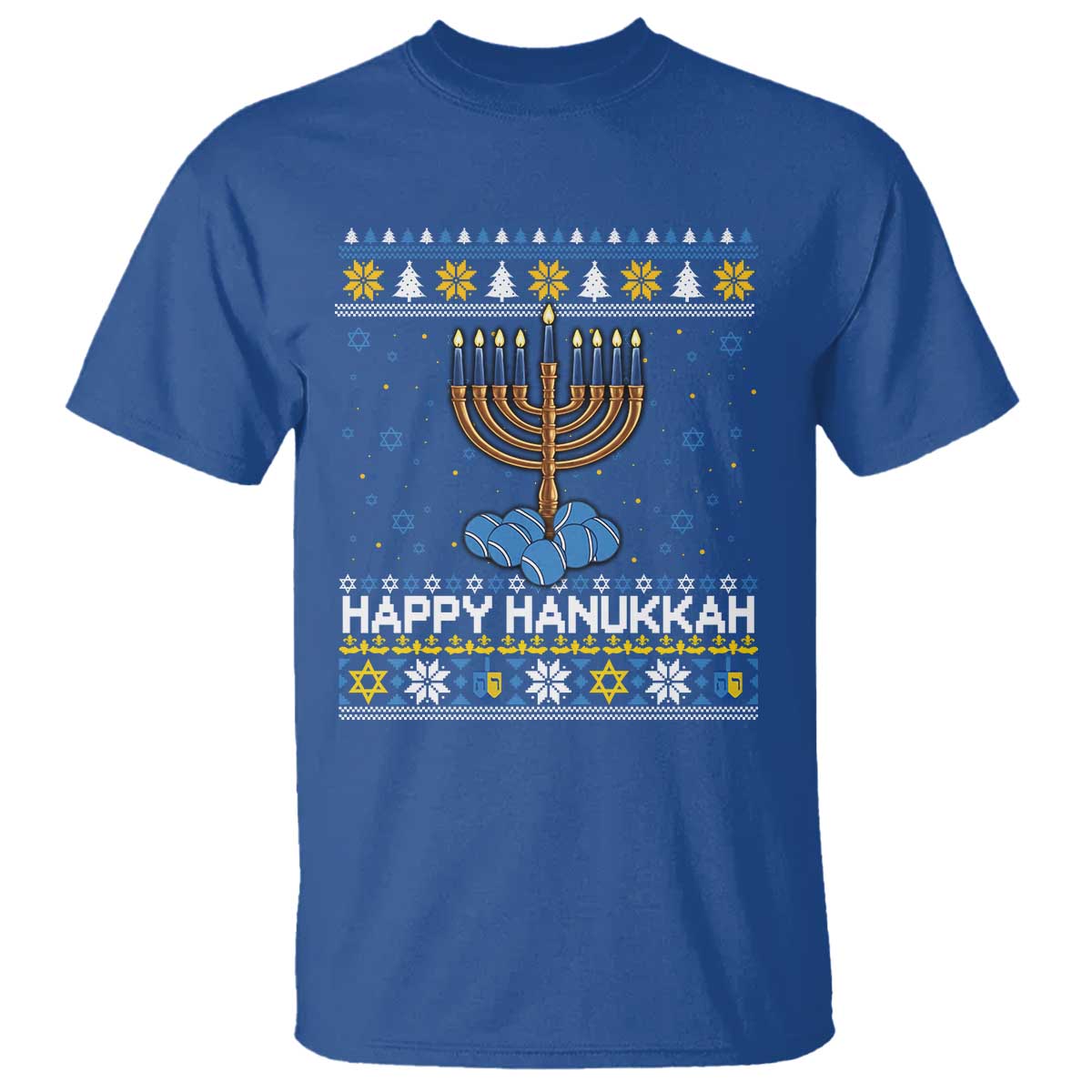 Funny Happy Hanukkah Ugly Sweater Tennis Lover Gift T Shirt - Wonder Print Shop