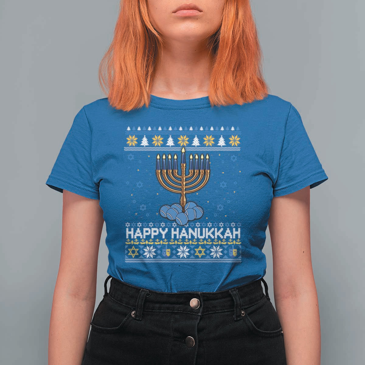 Funny Happy Hanukkah Ugly Sweater Tennis Lover Gift T Shirt For Women - Wonder Print Shop