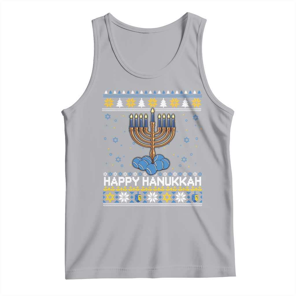 Funny Happy Hanukkah Ugly Sweater Tennis Lover Gift Tank Top - Wonder Print Shop