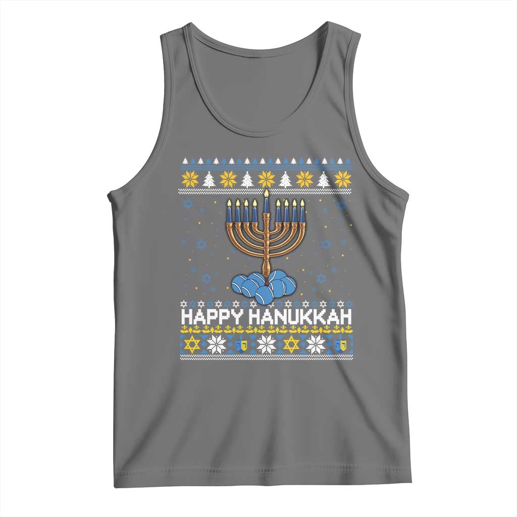 Funny Happy Hanukkah Ugly Sweater Tennis Lover Gift Tank Top - Wonder Print Shop