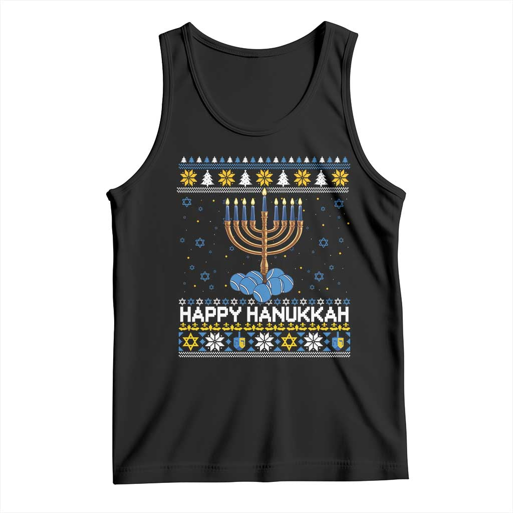 Funny Happy Hanukkah Ugly Sweater Tennis Lover Gift Tank Top - Wonder Print Shop