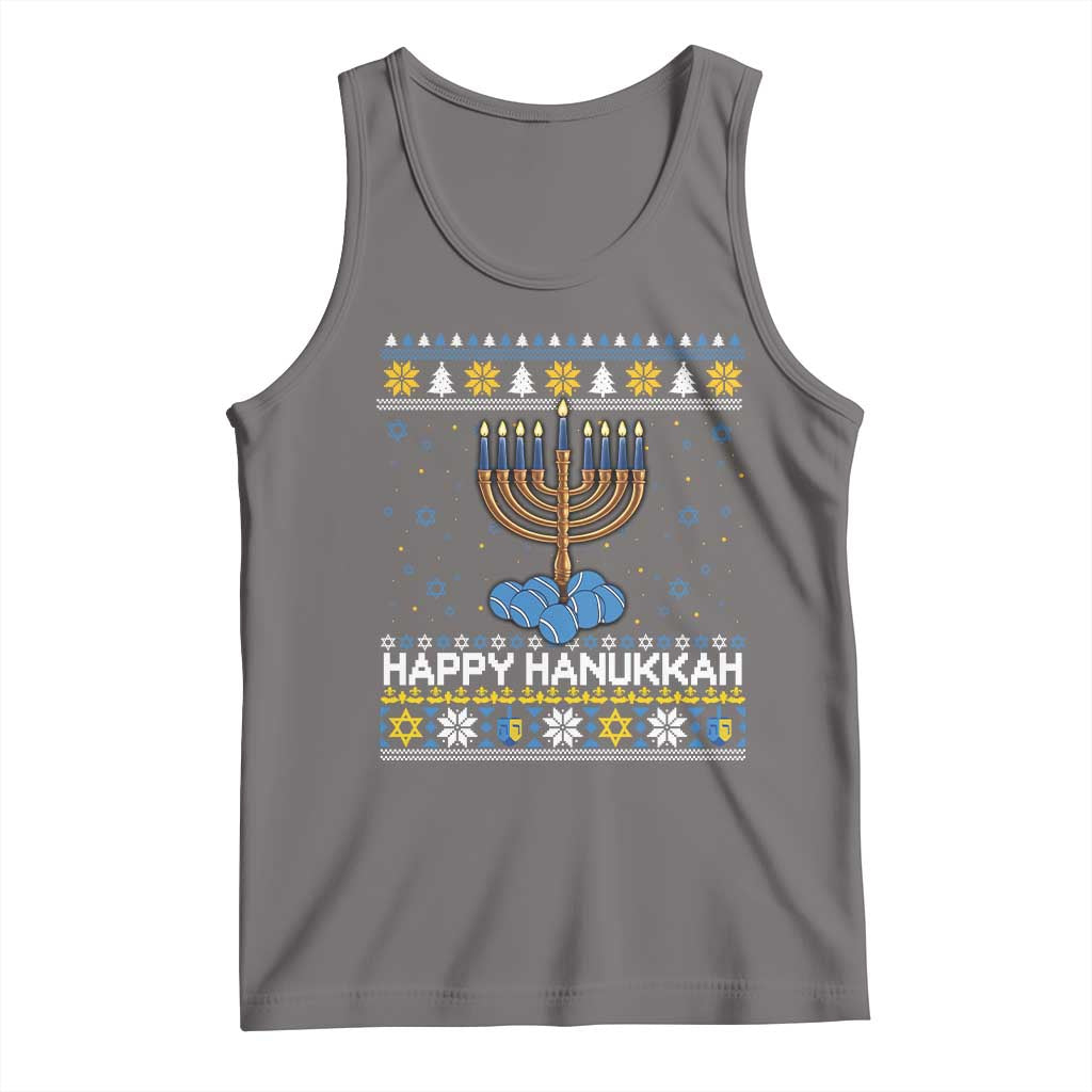 Funny Happy Hanukkah Ugly Sweater Tennis Lover Gift Tank Top - Wonder Print Shop