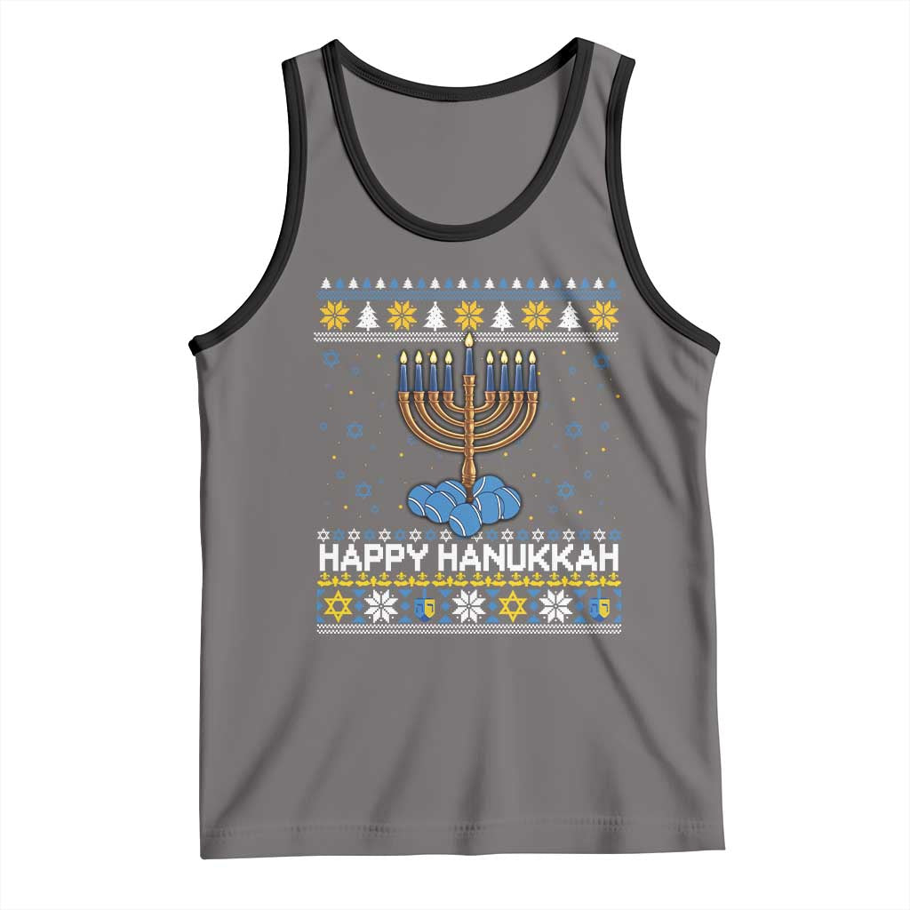 Funny Happy Hanukkah Ugly Sweater Tennis Lover Gift Tank Top - Wonder Print Shop