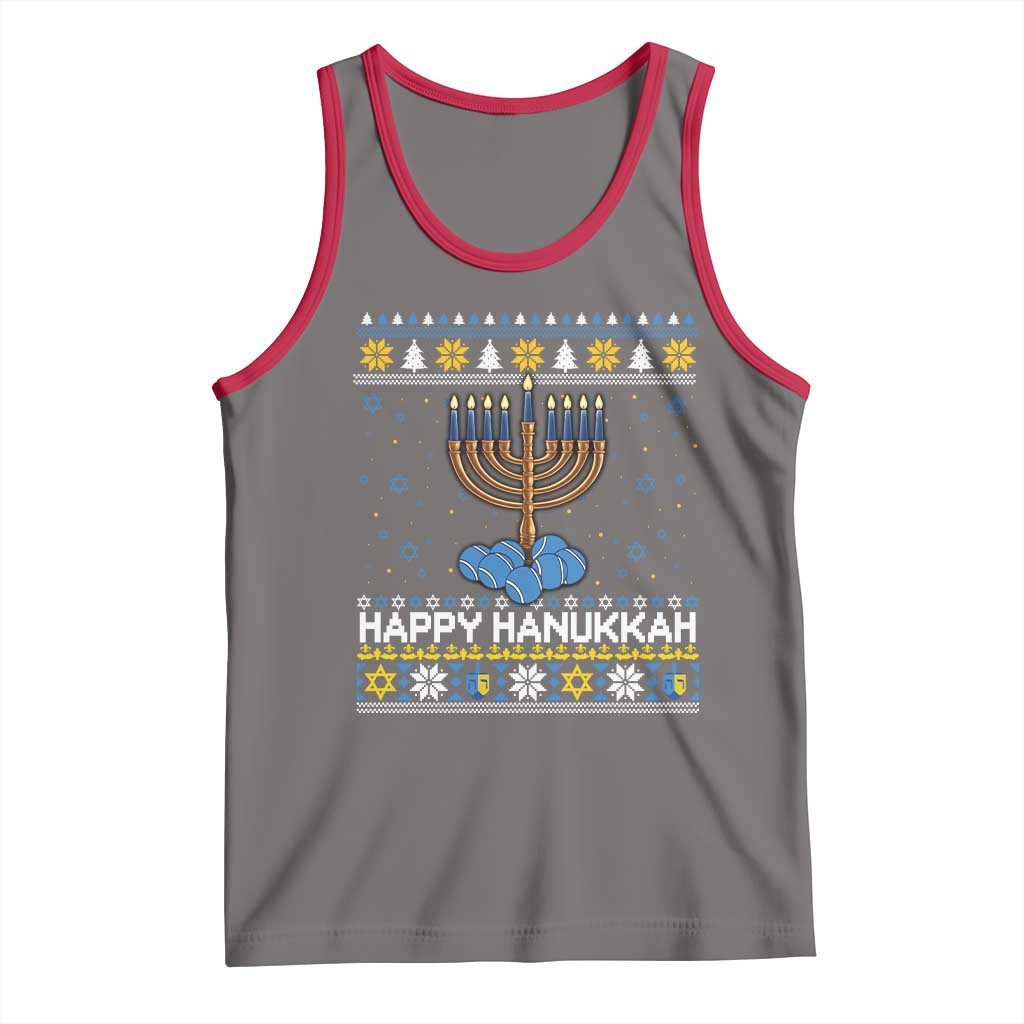 Funny Happy Hanukkah Ugly Sweater Tennis Lover Gift Tank Top - Wonder Print Shop