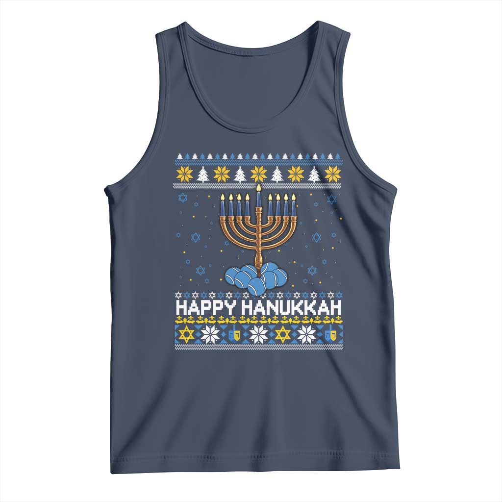 Funny Happy Hanukkah Ugly Sweater Tennis Lover Gift Tank Top - Wonder Print Shop