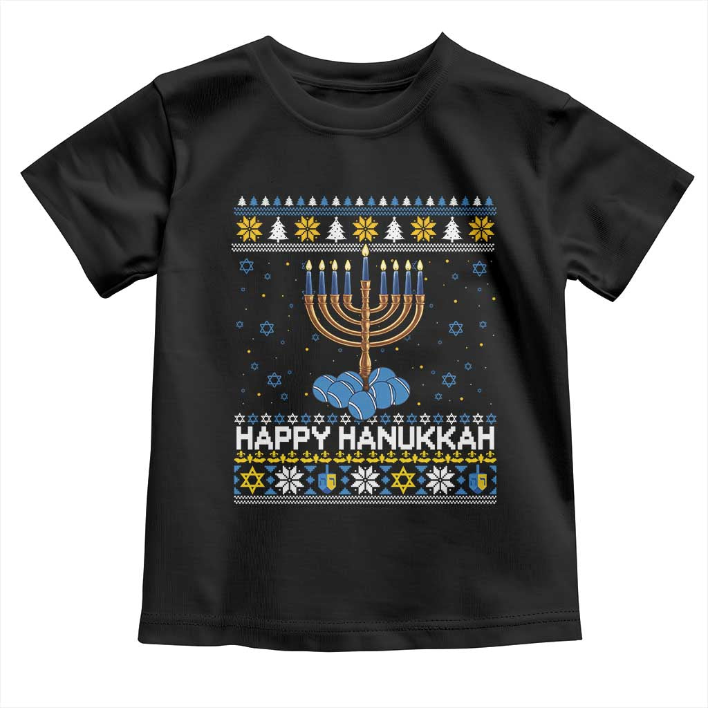 Funny Happy Hanukkah Ugly Sweater Tennis Lover Gift Toddler T Shirt - Wonder Print Shop