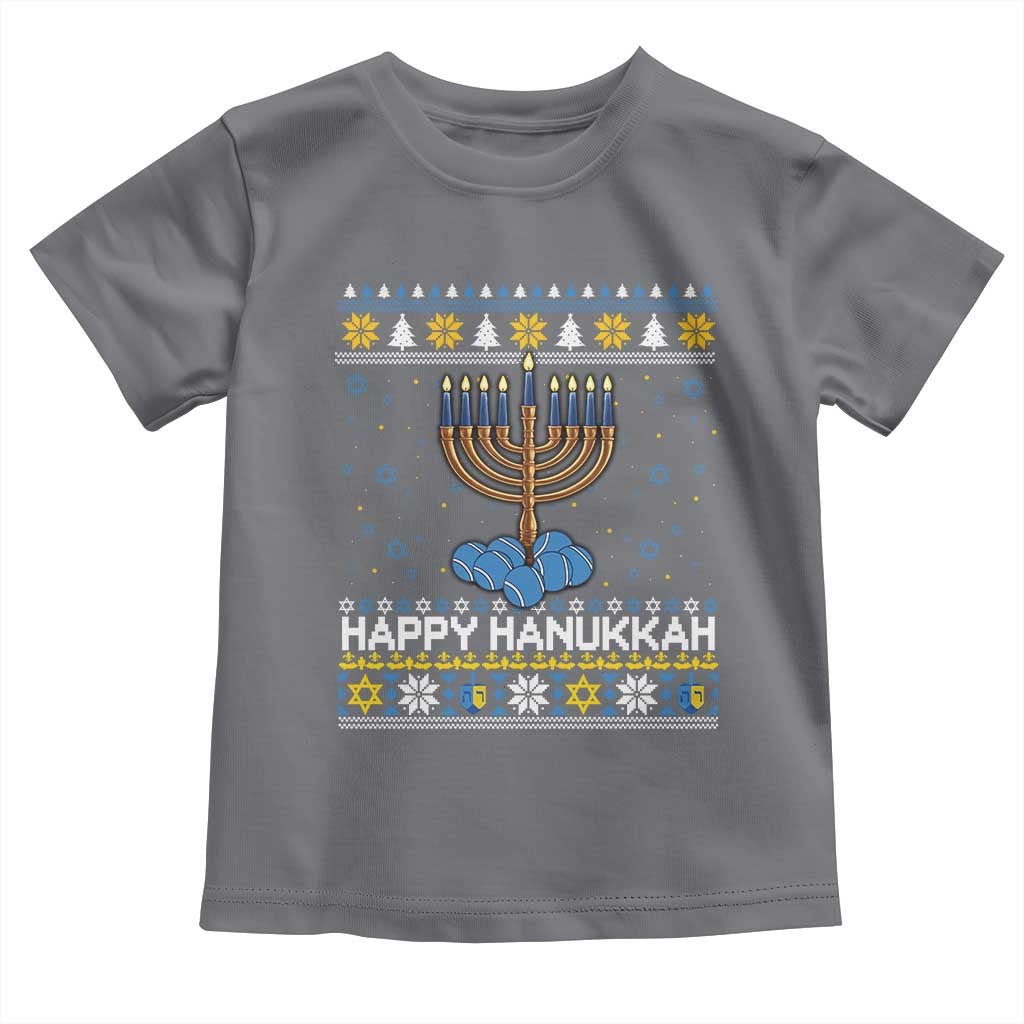 Funny Happy Hanukkah Ugly Sweater Tennis Lover Gift Toddler T Shirt - Wonder Print Shop