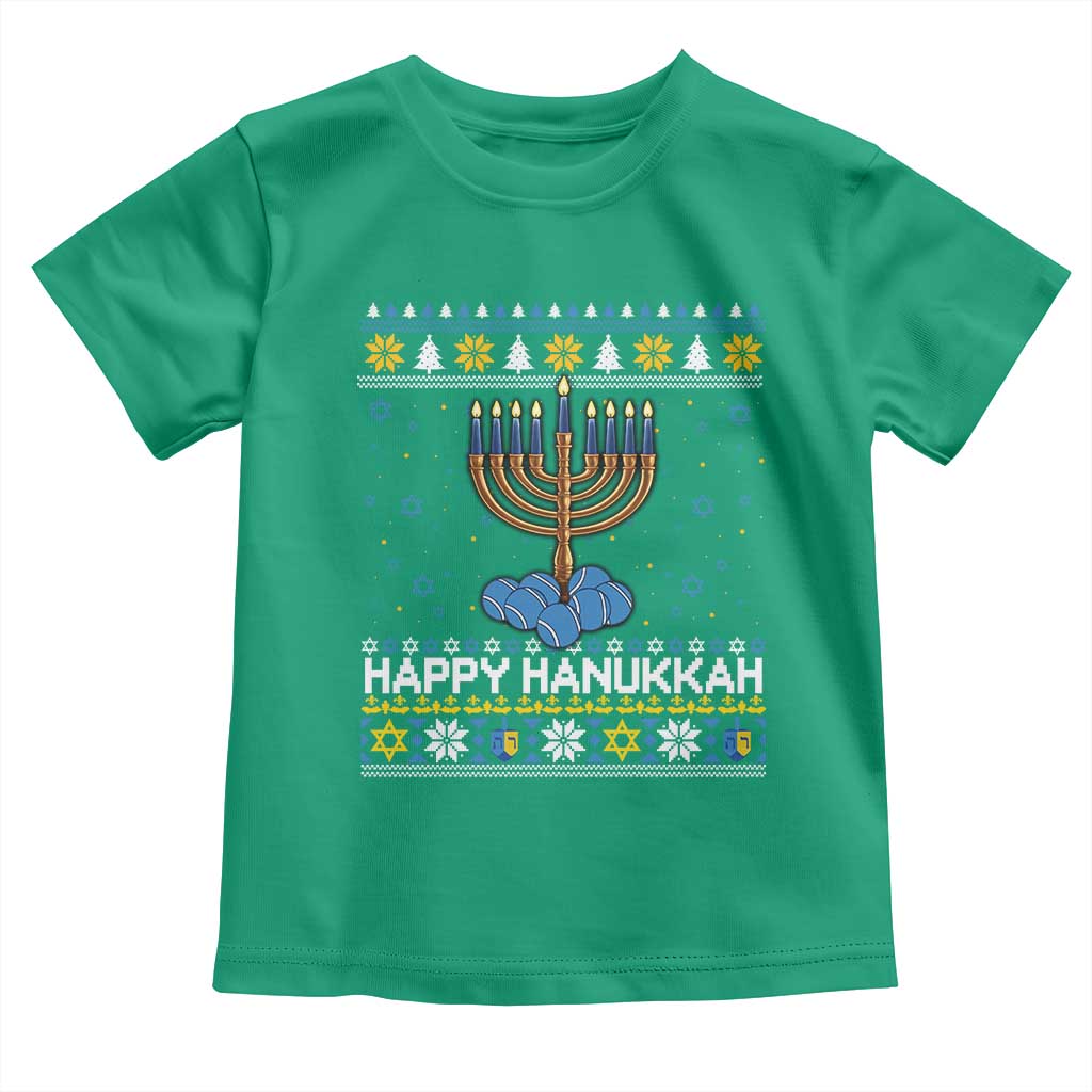 Funny Happy Hanukkah Ugly Sweater Tennis Lover Gift Toddler T Shirt - Wonder Print Shop