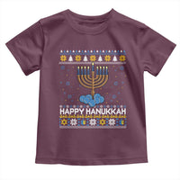 Funny Happy Hanukkah Ugly Sweater Tennis Lover Gift Toddler T Shirt - Wonder Print Shop