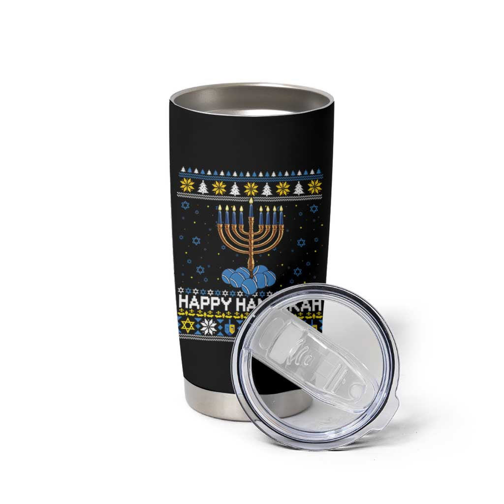 Funny Happy Hanukkah Ugly Sweater Tennis Lover Gift Tumbler Cup - Wonder Print Shop