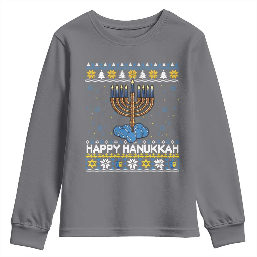 Funny Happy Hanukkah Ugly Sweater Tennis Lover Gift Youth Sweatshirt - Wonder Print Shop