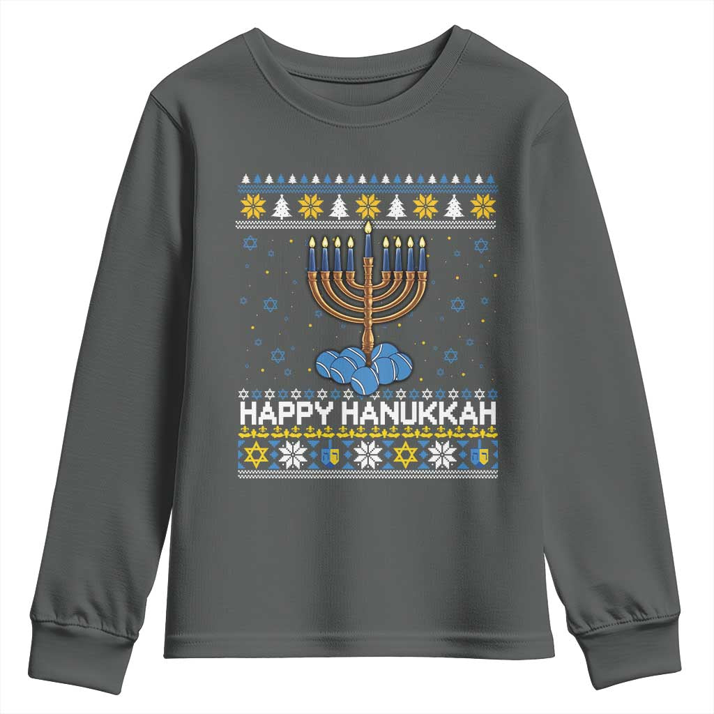 Funny Happy Hanukkah Ugly Sweater Tennis Lover Gift Youth Sweatshirt - Wonder Print Shop