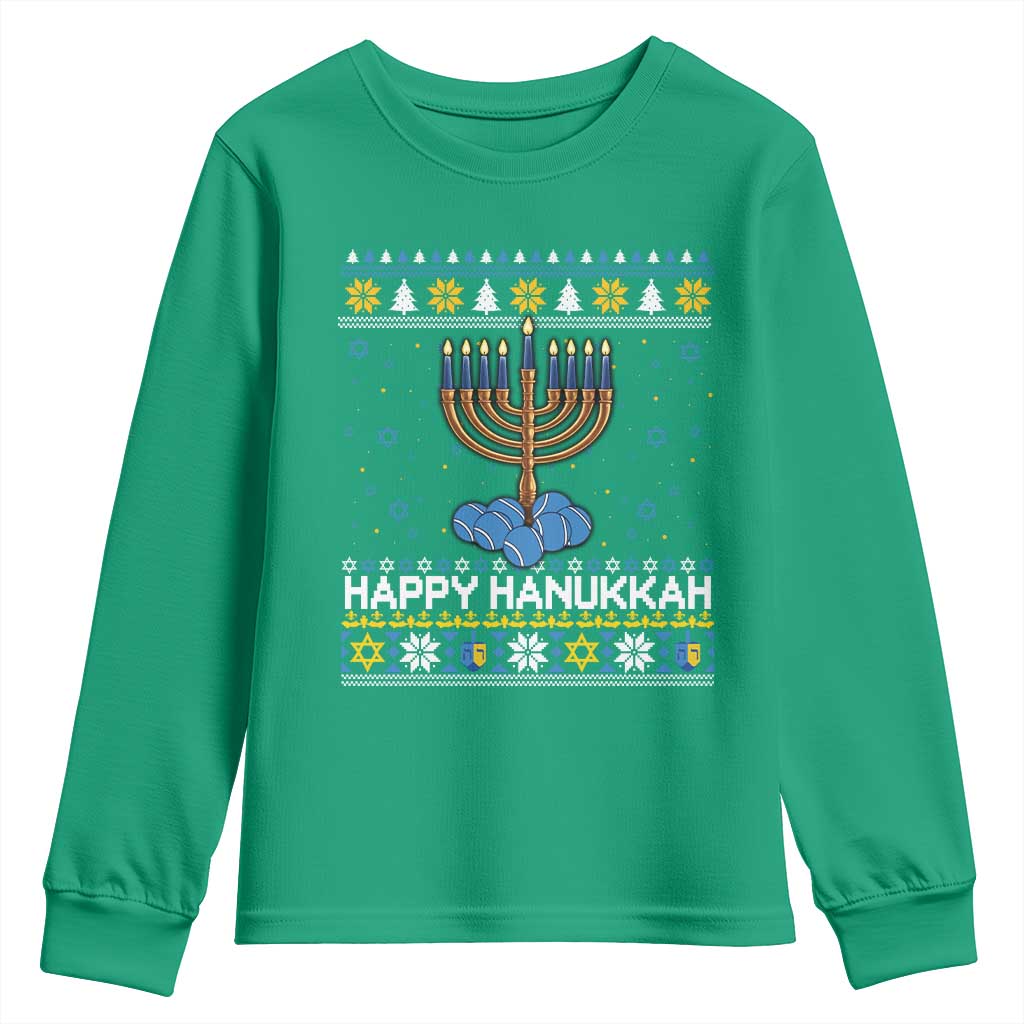 Funny Happy Hanukkah Ugly Sweater Tennis Lover Gift Youth Sweatshirt - Wonder Print Shop