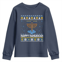 Funny Happy Hanukkah Ugly Sweater Tennis Lover Gift Youth Sweatshirt - Wonder Print Shop