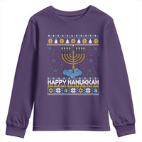 Funny Happy Hanukkah Ugly Sweater Tennis Lover Gift Youth Sweatshirt - Wonder Print Shop