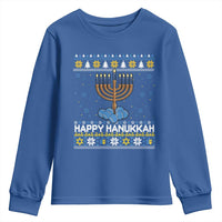 Funny Happy Hanukkah Ugly Sweater Tennis Lover Gift Youth Sweatshirt - Wonder Print Shop
