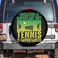 Vintage Retro Tennis Quote Spare Tire Cover Education Is Important But Tennis Is Importanter - Wonder Print Shop