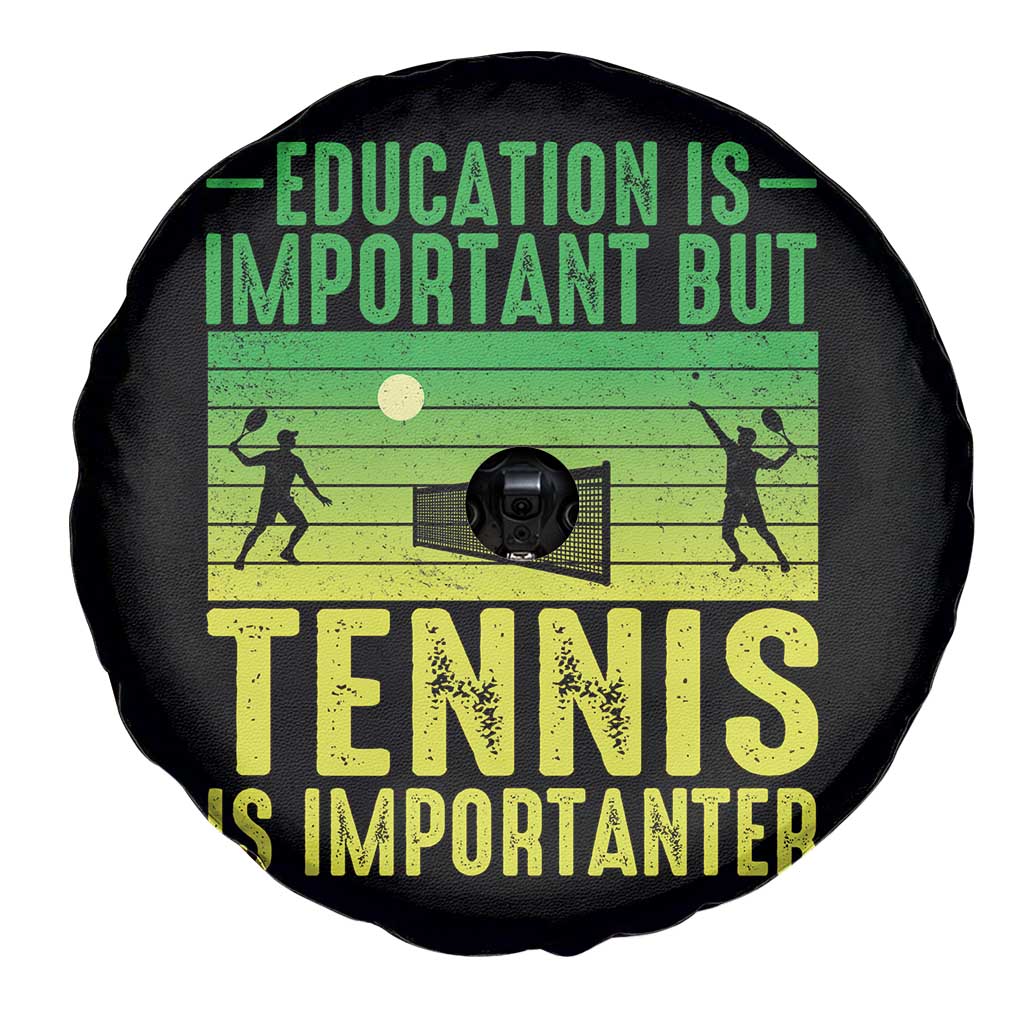 Vintage Retro Tennis Quote Spare Tire Cover Education Is Important But Tennis Is Importanter - Wonder Print Shop