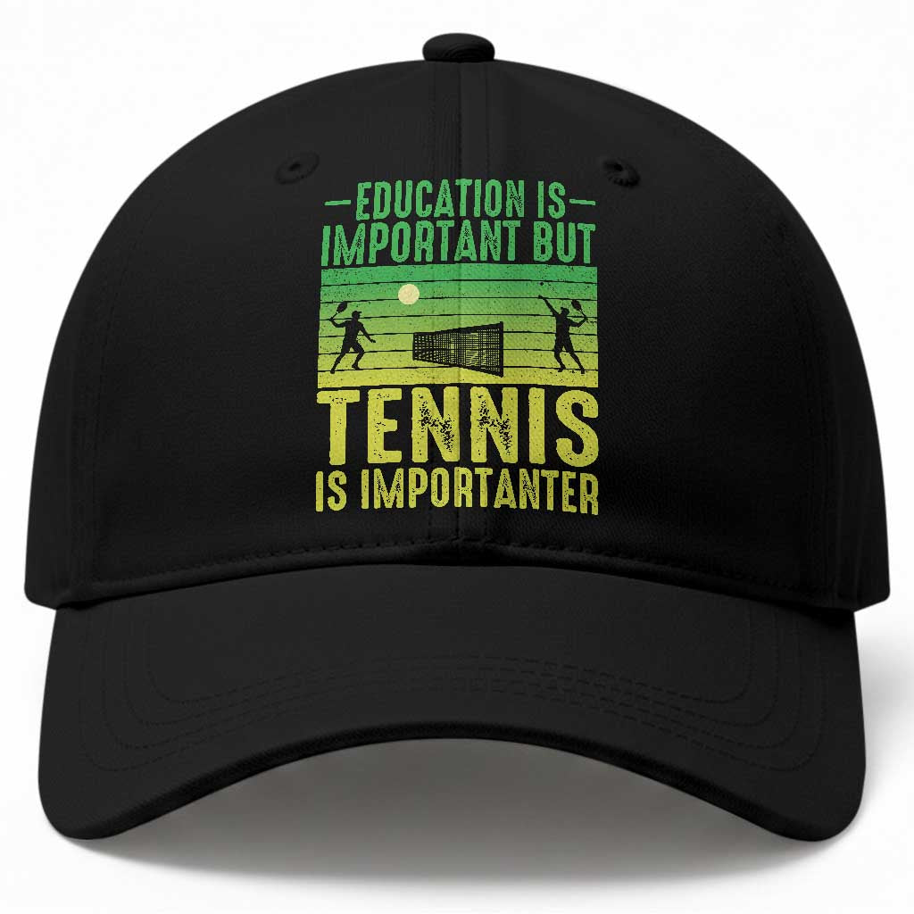 Vintage Retro Tennis Quote Baseball Cap Education Is Important But Tennis Is Importanter