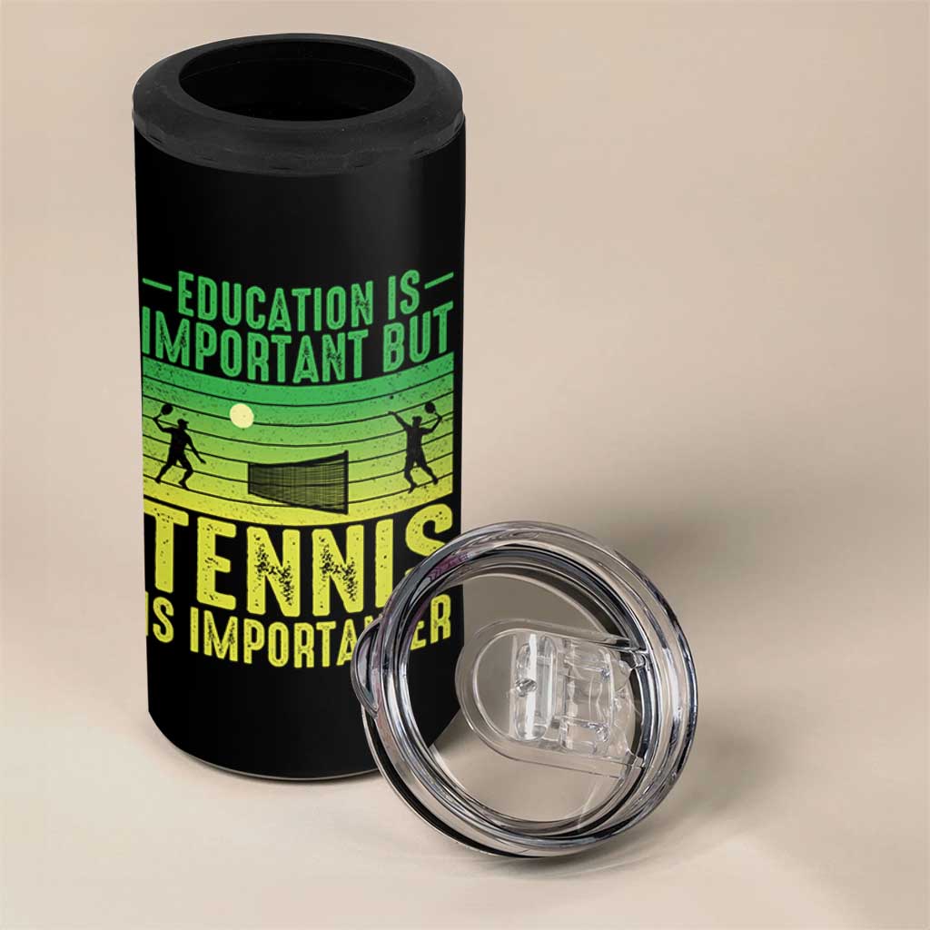 Vintage Retro Tennis Quote 4 in 1 Can Cooler Tumbler Education Is Important But Tennis Is Importanter - Wonder Print Shop