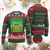 Vintage Retro Tennis Quote Ugly Christmas Sweater Education Is Important But Tennis Is Importanter - Wonder Print Shop