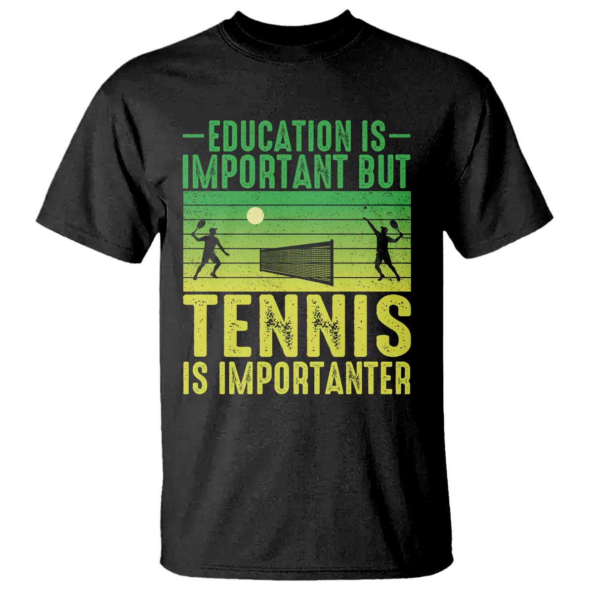 Vintage Retro Tennis Quote T Shirt Education Is Important But Tennis Is Importanter - Wonder Print Shop