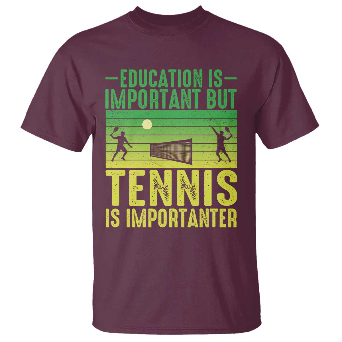 Vintage Retro Tennis Quote T Shirt Education Is Important But Tennis Is Importanter - Wonder Print Shop