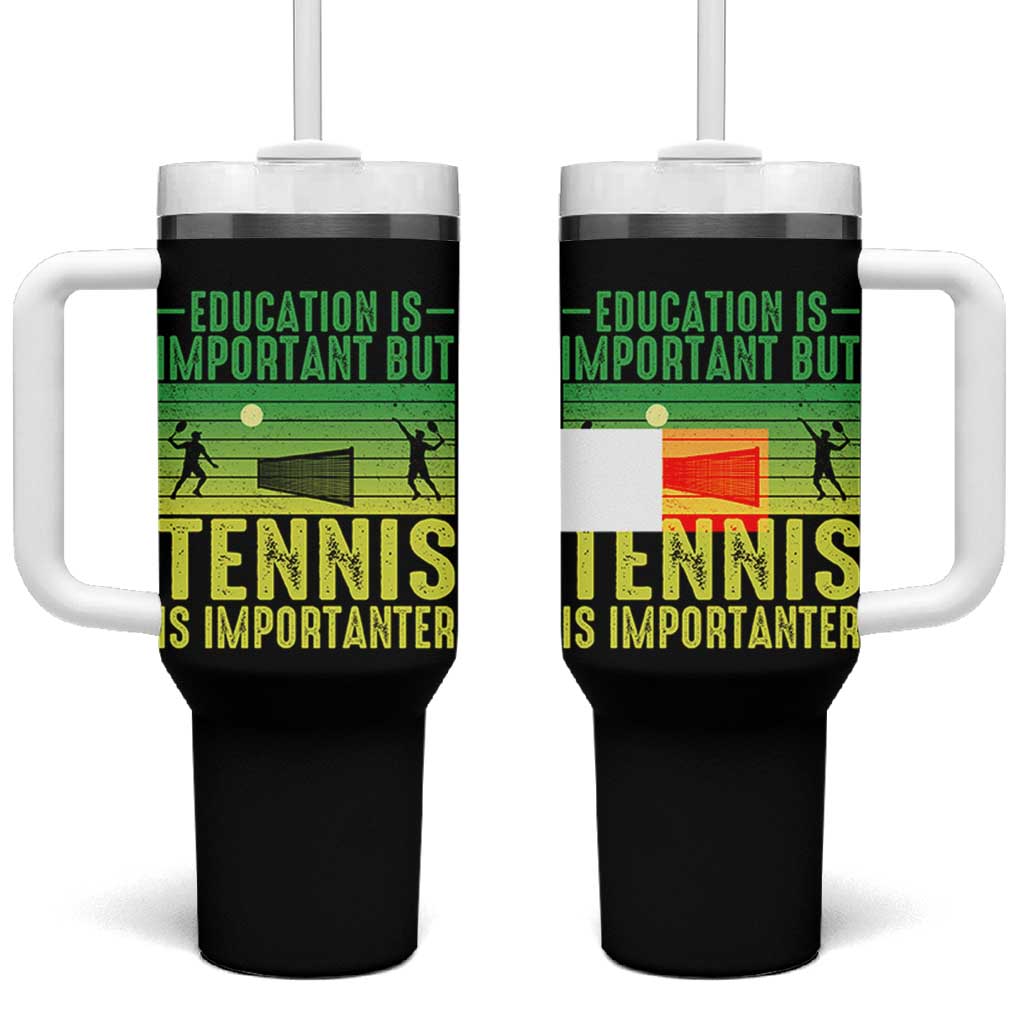Vintage Retro Tennis Quote Tumbler With Handle Education Is Important But Tennis Is Importanter - Wonder Print Shop