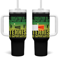 Vintage Retro Tennis Quote Tumbler With Handle Education Is Important But Tennis Is Importanter - Wonder Print Shop