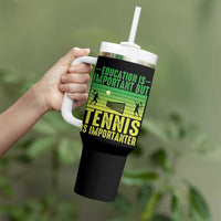 Vintage Retro Tennis Quote Tumbler With Handle Education Is Important But Tennis Is Importanter - Wonder Print Shop