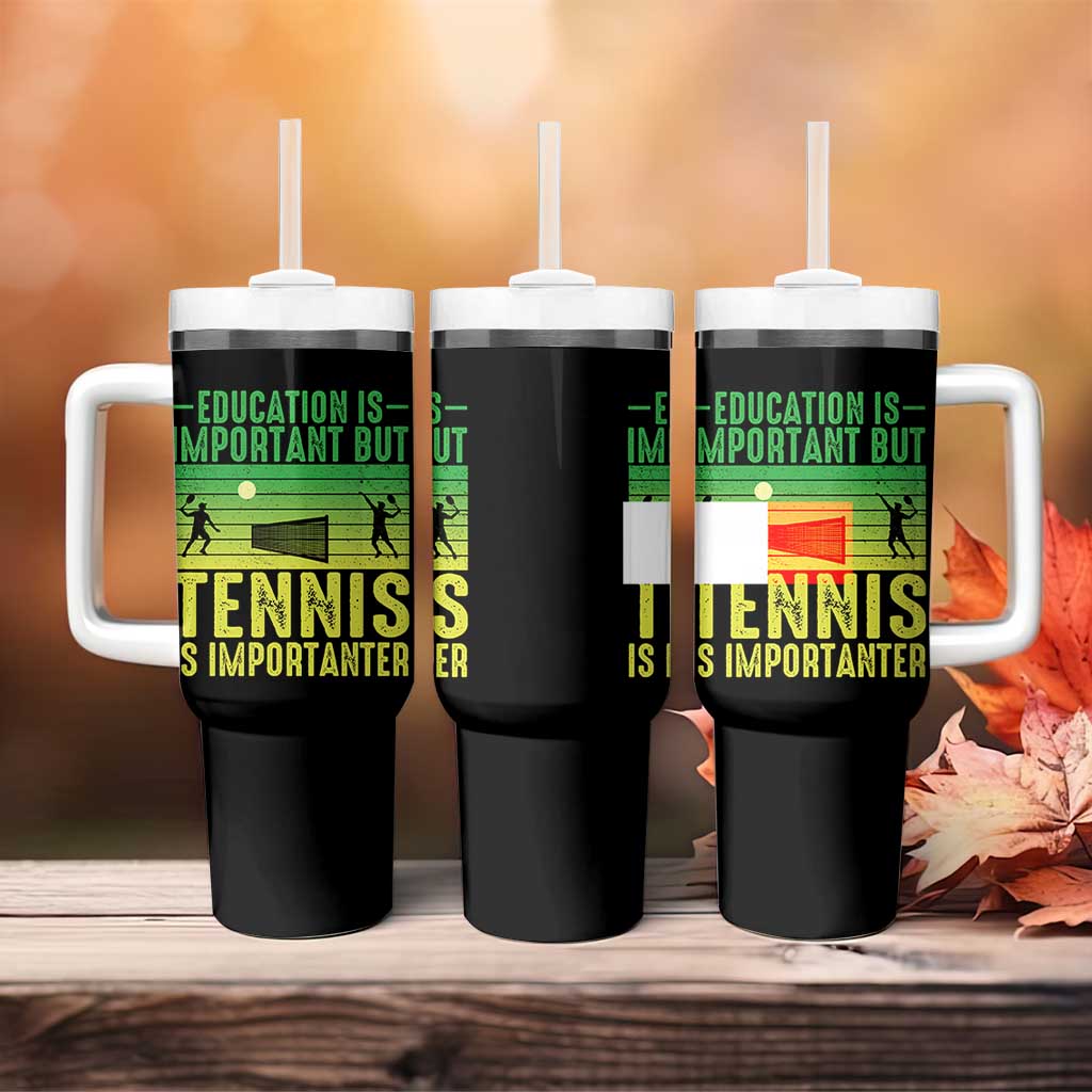 Vintage Retro Tennis Quote Tumbler With Handle Education Is Important But Tennis Is Importanter - Wonder Print Shop