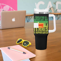 Vintage Retro Tennis Quote Tumbler With Handle Education Is Important But Tennis Is Importanter - Wonder Print Shop