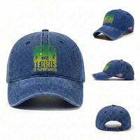 Vintage Retro Tennis Quote Washed Cotton Baseball Cap Education Is Important But Tennis Is Importanter