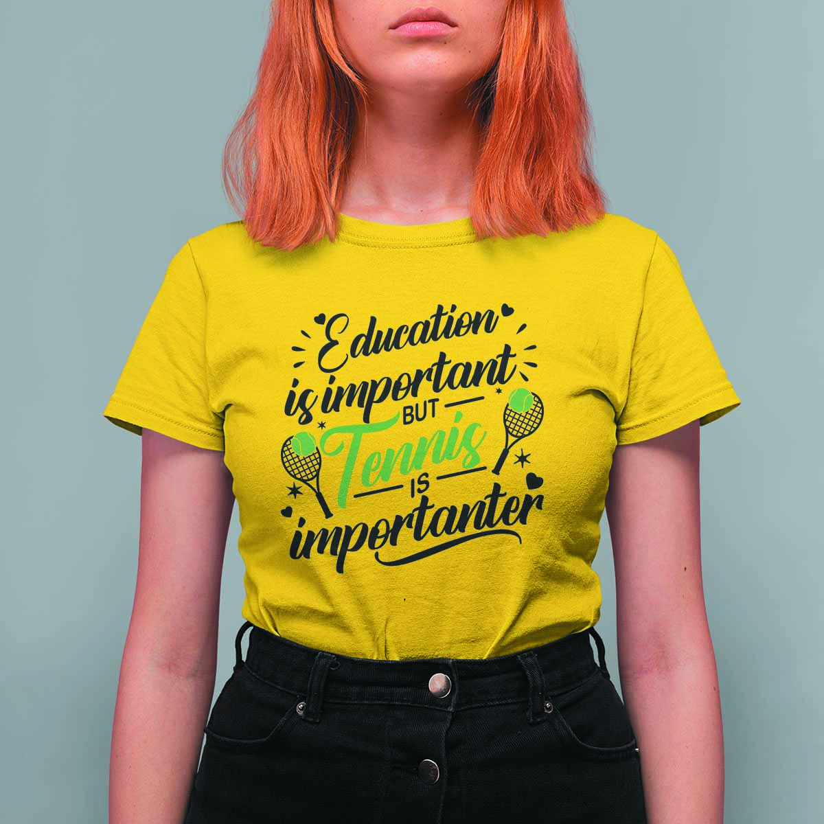 Education Is Important But Tennis Is Importanter T Shirt For Women Funny Tennis Player Gift - Wonder Print Shop