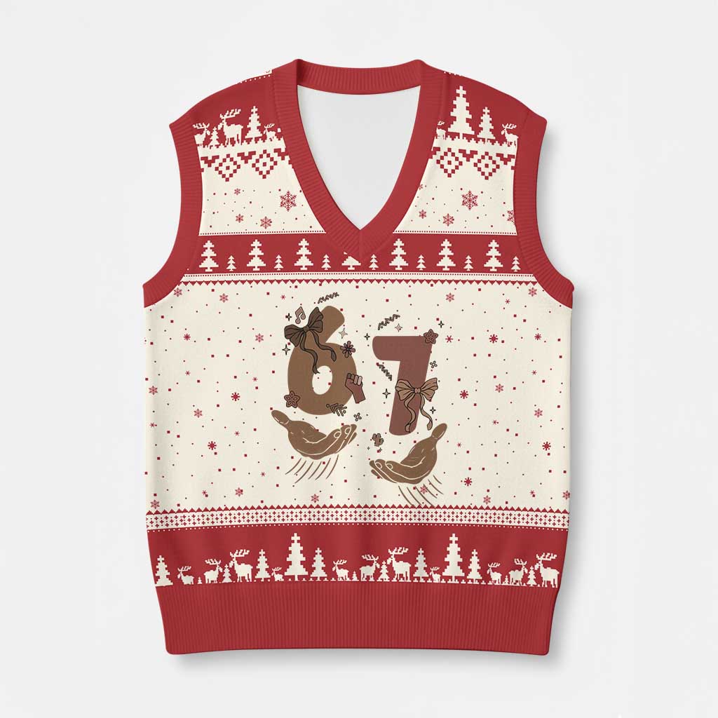 Funny Six Seven Meme V-Neck Knit Sweater Vest Black History Women Gift