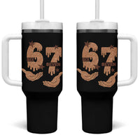 Funny Six Seven Meme Tumbler With Handle Melanin Black History Month Gift - Wonder Print Shop