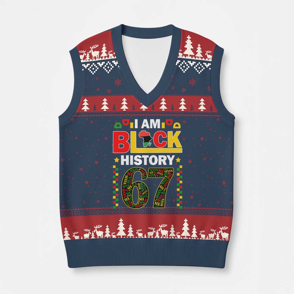 67 Meme Black History Month V-Neck Knit Sweater Vest African American Pride