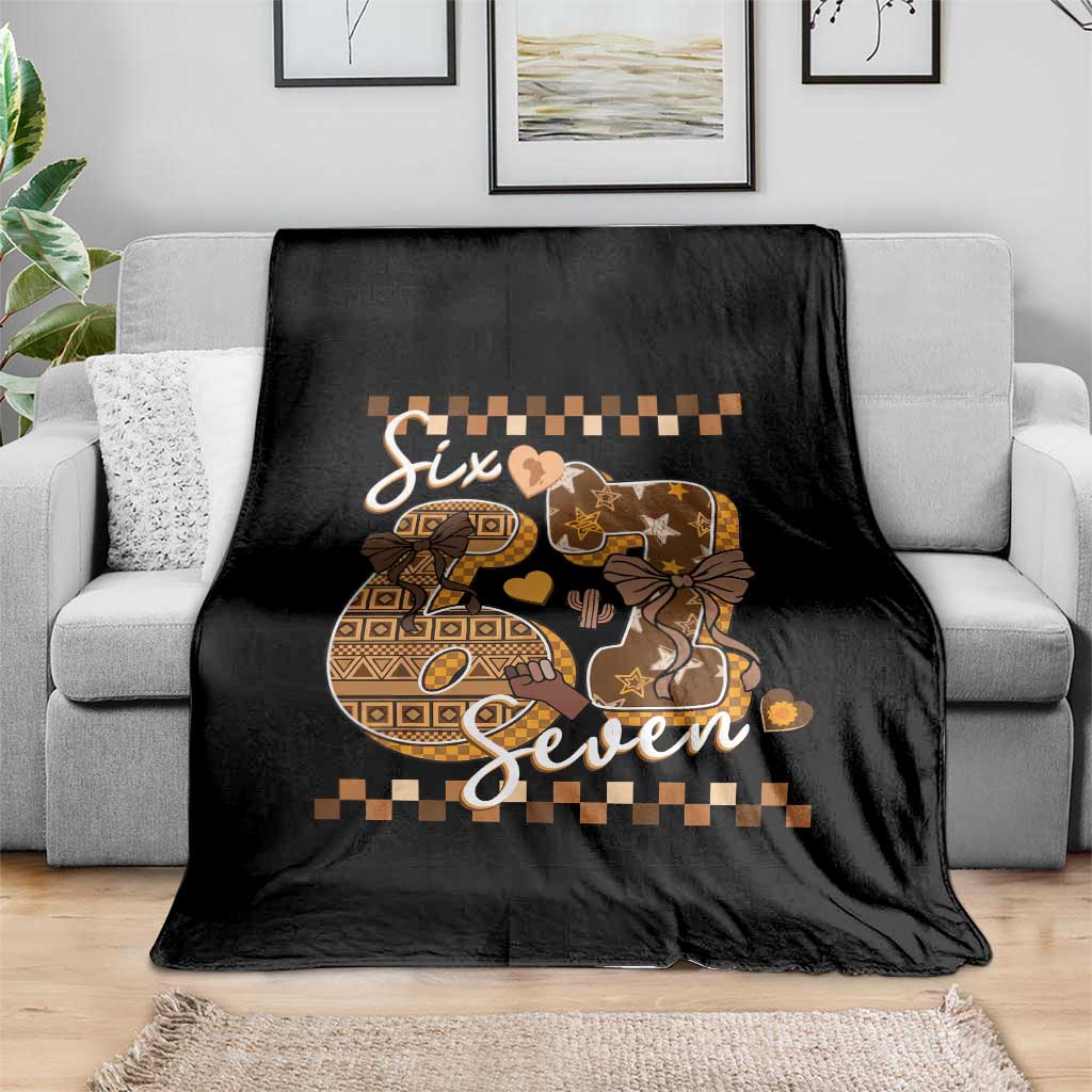 Funny African American Melanin Gift Throw Blanket Six Seven Meme