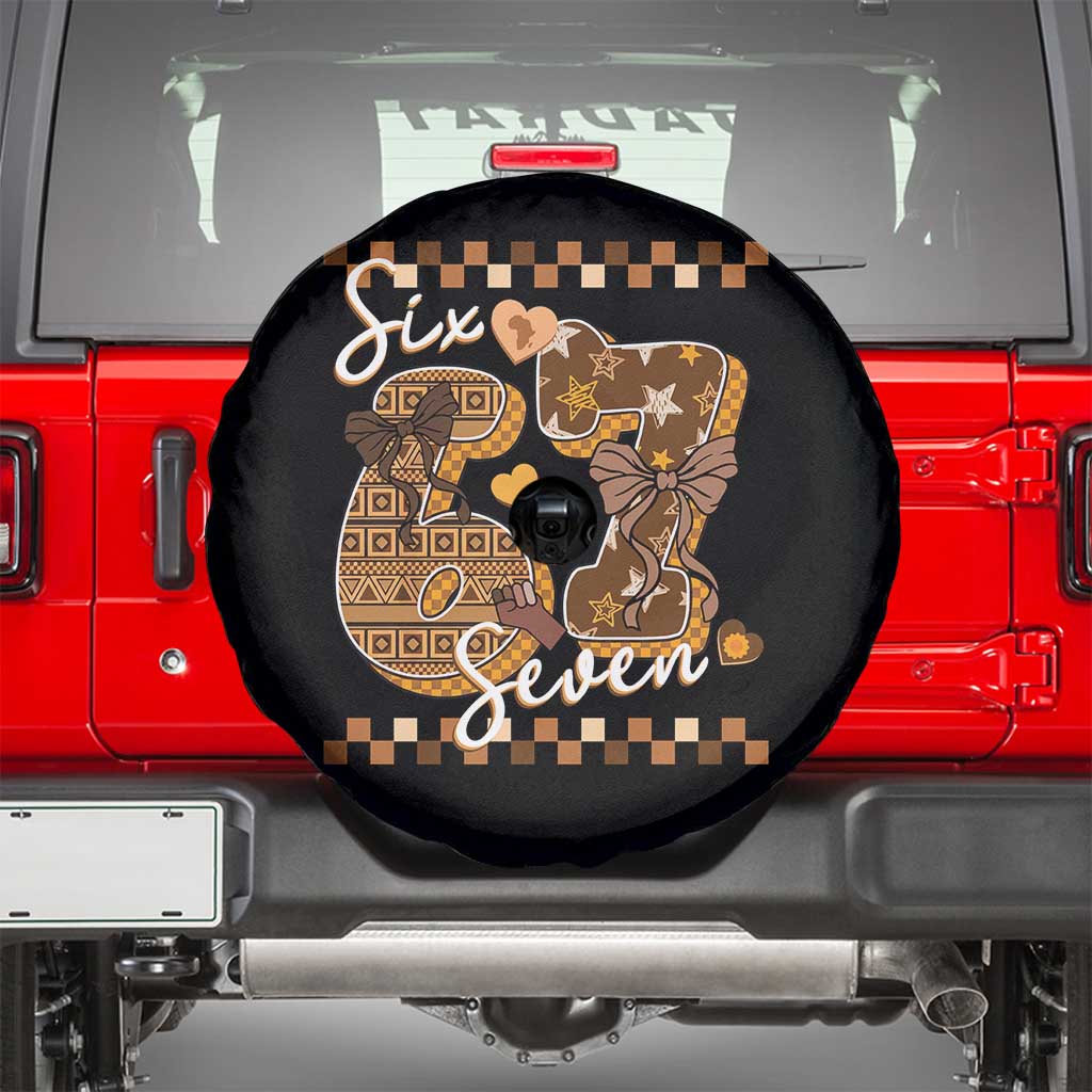 Funny African American Melanin Gift Spare Tire Cover Six Seven Meme