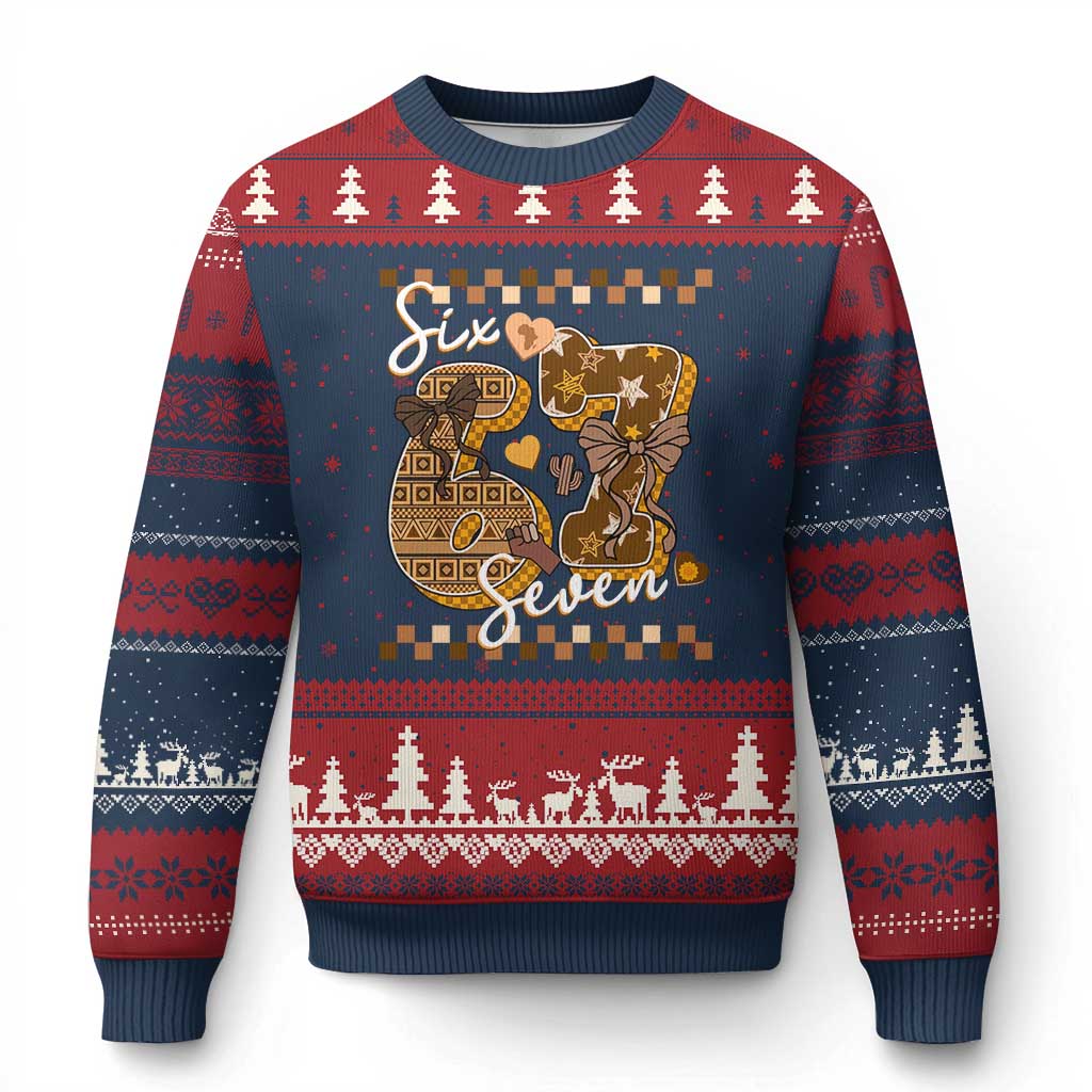 Funny African American Melanin Gift Ugly Christmas Sweater Six Seven Meme