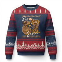 Funny African American Melanin Gift Ugly Christmas Sweater Six Seven Meme