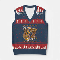 Funny African American Melanin Gift V-Neck Knit Sweater Vest Six Seven Meme