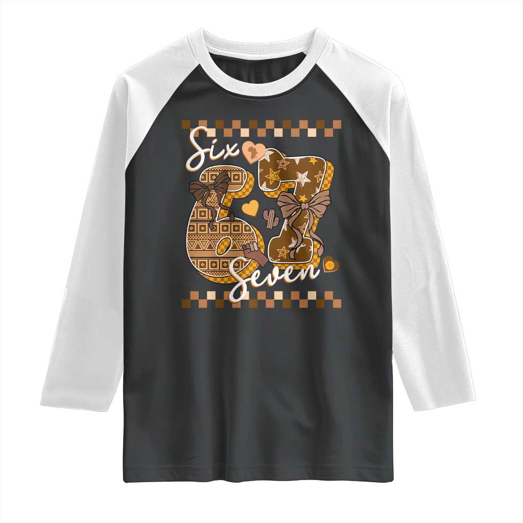 Funny African American Melanin Gift Raglan Shirt Six Seven Meme