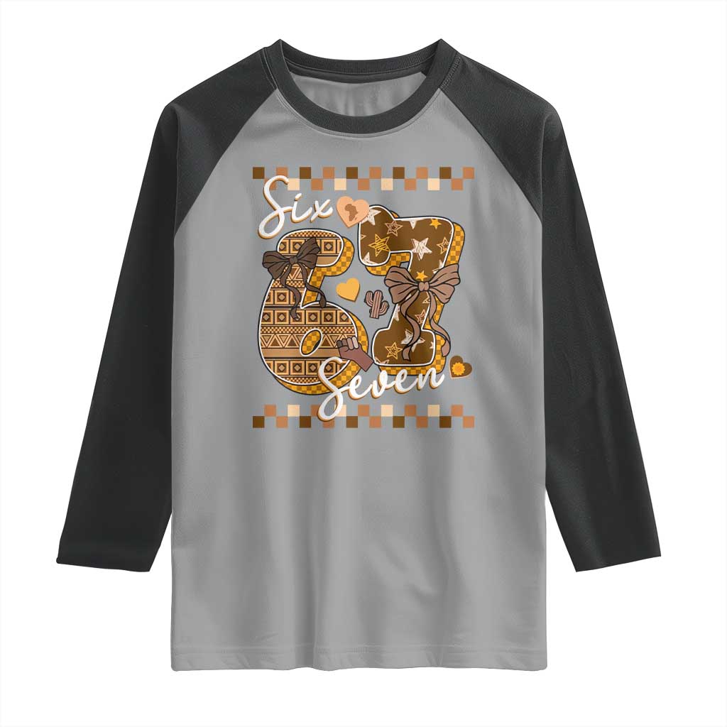 Funny African American Melanin Gift Raglan Shirt Six Seven Meme