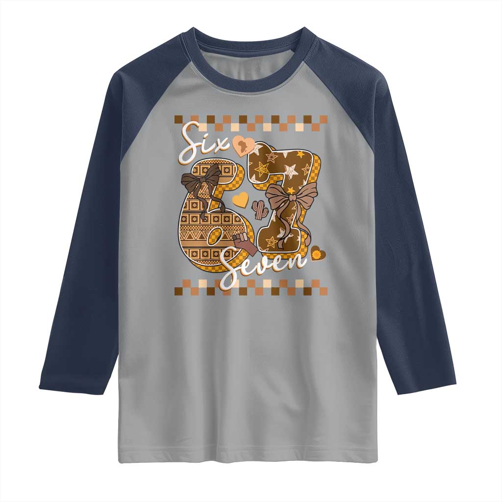 Funny African American Melanin Gift Raglan Shirt Six Seven Meme