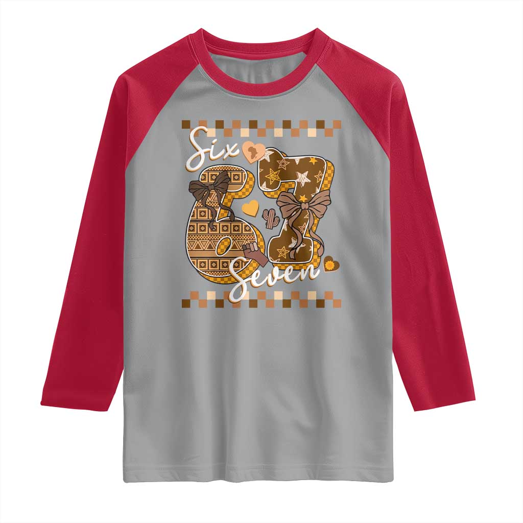 Funny African American Melanin Gift Raglan Shirt Six Seven Meme