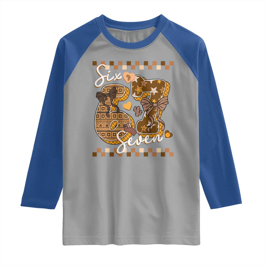 Funny African American Melanin Gift Raglan Shirt Six Seven Meme