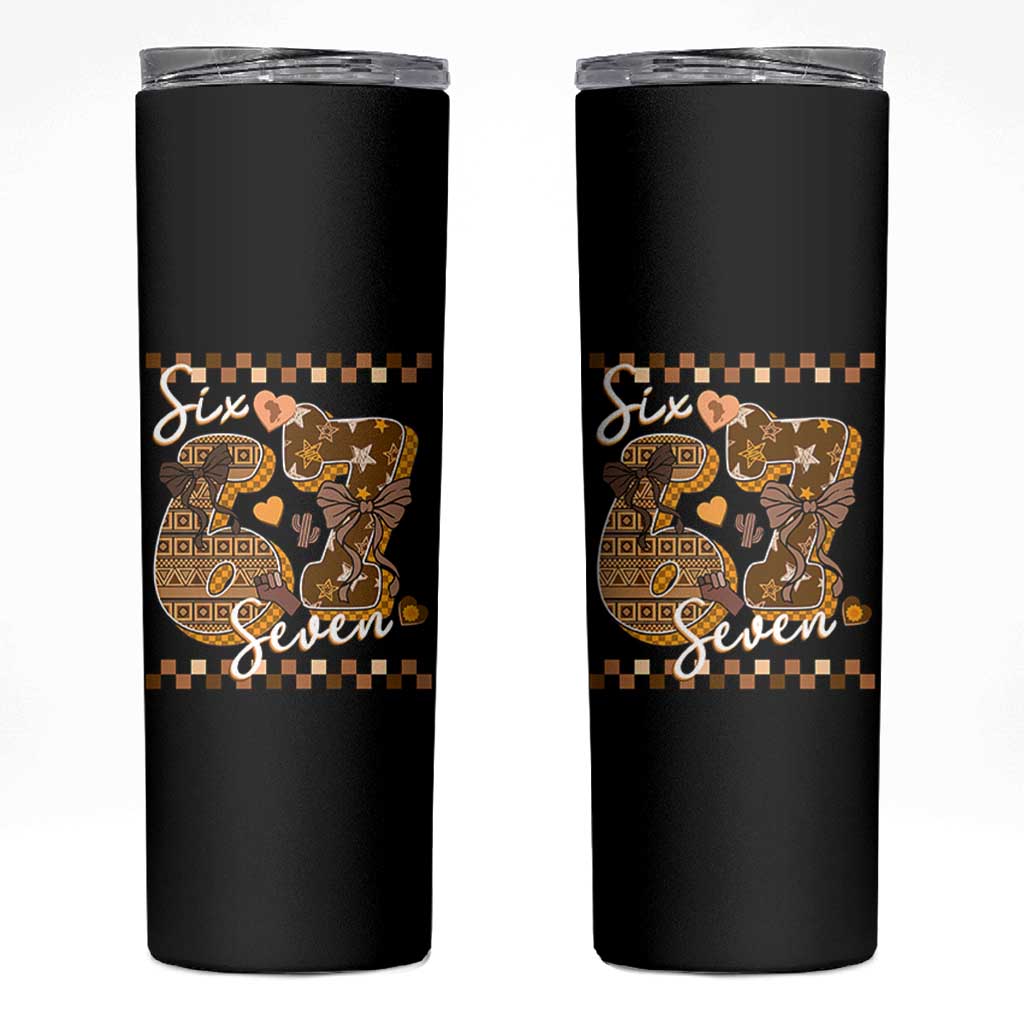 Funny African American Melanin Gift Skinny Tumbler Six Seven Meme