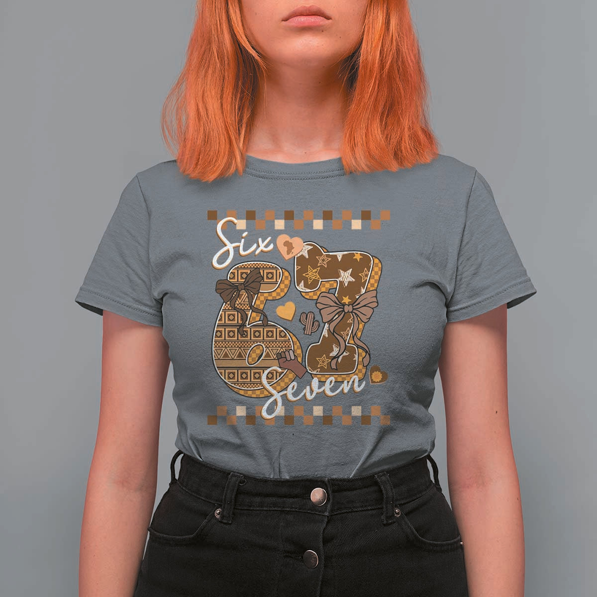 Funny African American Melanin Gift T Shirt For Women Six Seven Meme